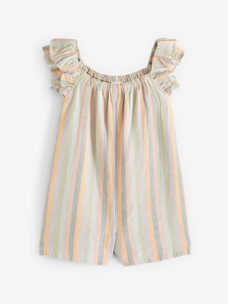 Pastel Rainbow Frill Sleeve Playsuit (3mths-7yrs) - Image 1 of 2 Pastel Rainbow Frill Sleeve Playsuit (3mths-7yrs) - Image 1 of 2