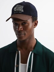 Reiss Navy/Tobacco Palermo Reiss | Ché Embroidered Baseball Cap - Image 2 of 4