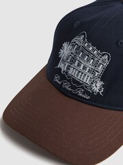 Reiss Navy/Tobacco Palermo Reiss | Ché Embroidered Baseball Cap - Image 3 of 4