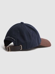 Reiss Navy/Tobacco Palermo Reiss | Ché Embroidered Baseball Cap - Image 4 of 4