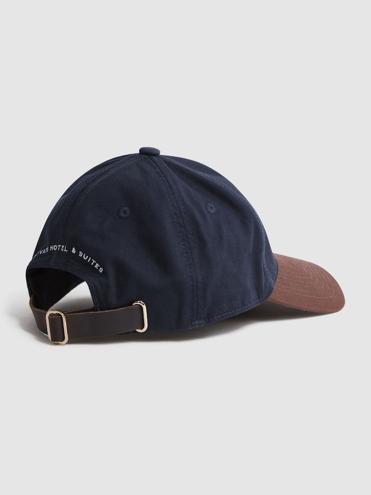 Reiss Navy/Tobacco Palermo Reiss | Ché Embroidered Baseball Cap - Image 4 of 4