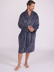 Cyberjammies Grey Plush Striped Dressing Gown - Image 2 of 3