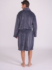 Cyberjammies Grey Plush Striped Dressing Gown - Image 3 of 3