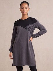 Roman Grey Petite Stretch Animal Colour Block Dress - Image 1 of 4