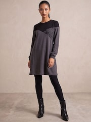 Roman Grey Petite Stretch Animal Colour Block Dress - Image 3 of 4