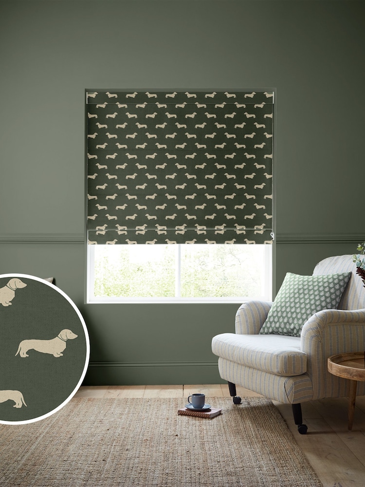 Emily Bond Fern Green 100% Cotton Peggy Made to Measure Roman Blinds - Image 1 of 6