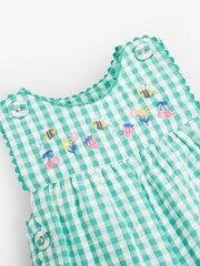 JoJo Maman Bébé Green Gingham Embroidered Baby Dungarees - Image 2 of 2