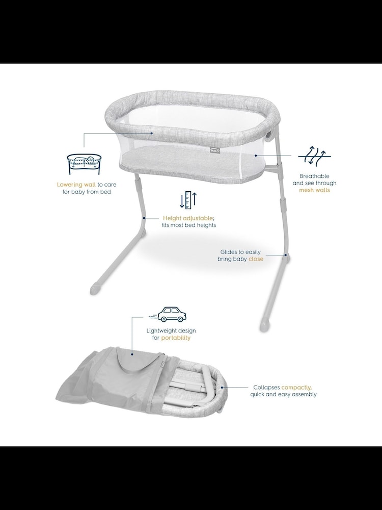 Halo Heather Weave BassiNest Flex Sleeper Crib - Image 13 of 14