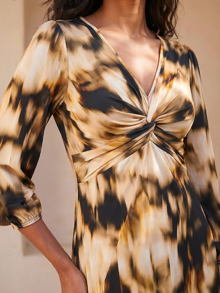 Roman Abstract Twist Front Midi Dress - 4এর মধ্যে 4 ছবি