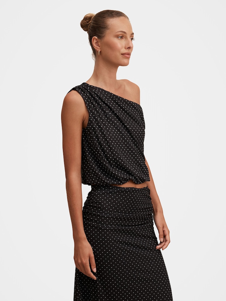 Forever New Black Mila Tipped Shoulder Drape Top - Image 2 of 5