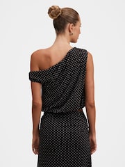 Forever New Black Mila Tipped Shoulder Drape Top - Image 3 of 5