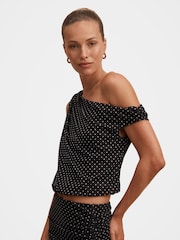 Forever New Black Mila Tipped Shoulder Drape Top - Image 5 of 5