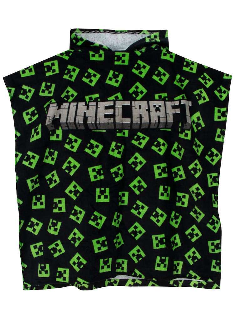 Character Green Minecraft Creeper Swim & Beach Towel 100% Cotton Poncho - Image 2 of 4