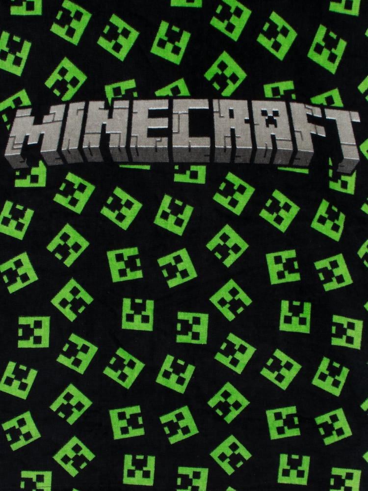 Character Green Minecraft Creeper Swim & Beach Towel 100% Cotton Poncho - Image 4 of 4