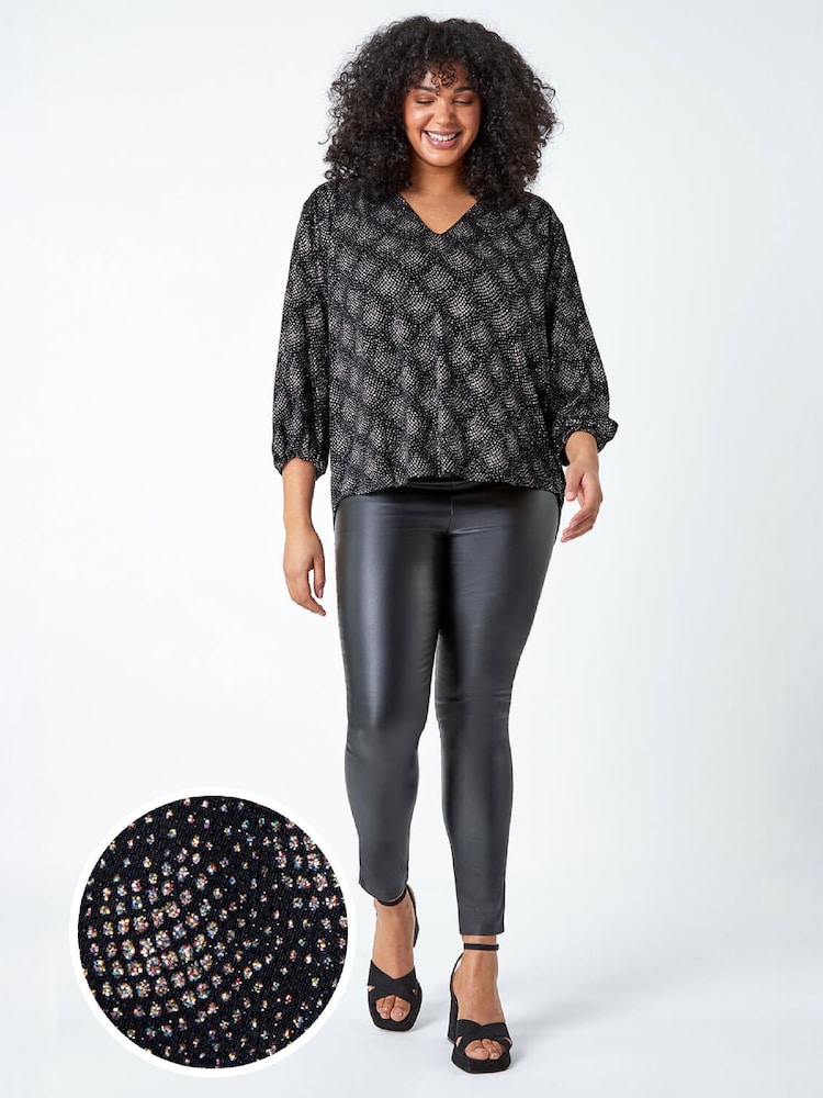 Roman Pink Curve Glitter Sparkle Tunic Top - Image 2 of 6