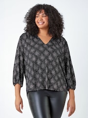 Roman Pink Curve Glitter Sparkle Tunic Top - Image 3 of 6