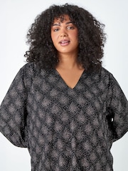 Roman Pink Curve Glitter Sparkle Tunic Top - Image 5 of 6