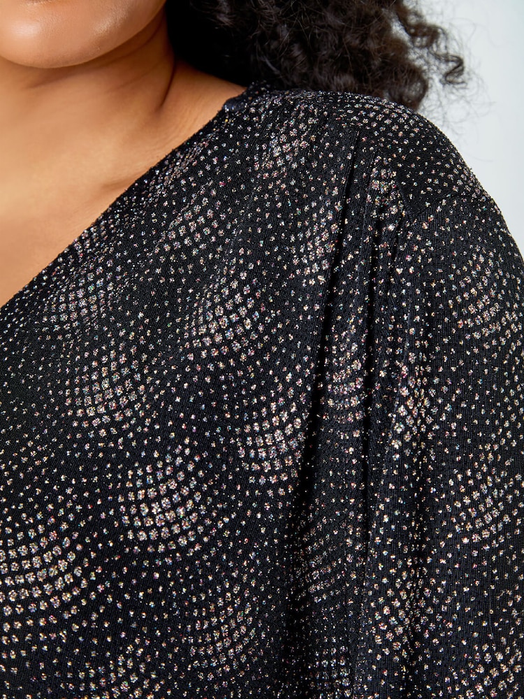 Roman Pink Curve Glitter Sparkle Tunic Top - Image 6 of 6