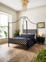 Rockett St George Black Bamboo Metal and Upholstered Bed - Image 1 of 6