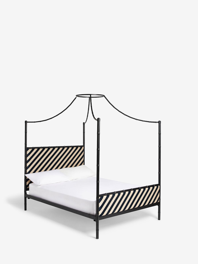 Rockett St George Black Bamboo Metal and Upholstered Bed - Image 6 of 6