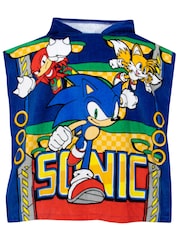 Character Blue Sonic 100% Cotton Poncho - Image 1 of 9