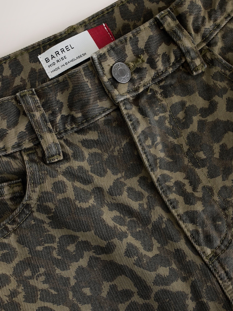 Khaki Leopard Mid Rise Relaxed Barrel Jeans - Image 3 of 3 Khaki Leopard Mid Rise Relaxed Barrel Jeans - Image 3 of 3