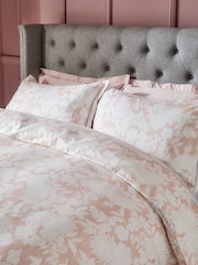Pink Floral Sateen with Organza Insert Trim Duvet Cover and Pillowcase Set - Image 3 of 6