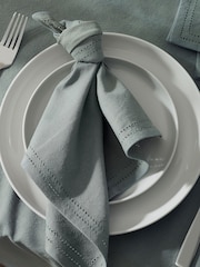 Sage Green Edge Trim 100% Cotton Napkins Set of 4 - Image 1 of 3