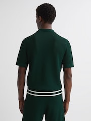 Reiss Dark Green Icon Reiss | Ché Knitted Button Through T-Shirt - Image 6 of 6