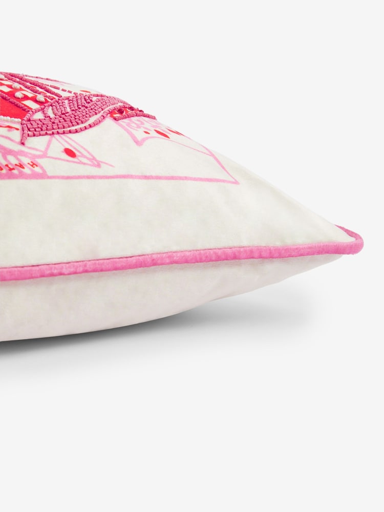 Rockett St George Pink Queen Of Hearts Cushion - Image 2 of 3
