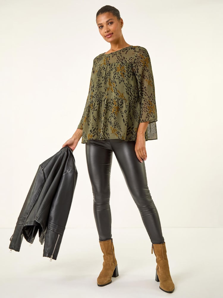 Roman Speckled Print Tiered Top - 5এর মধ্যে 2 ছবি