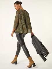 Roman Speckled Print Tiered Top - 5এর মধ্যে 3 ছবি