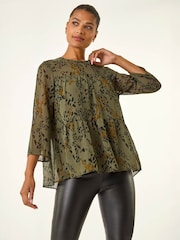 Roman Speckled Print Tiered Top - 5এর মধ্যে 4 ছবি