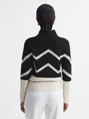 Reiss Ivory/Black Riley Knitted Zig-Zag Jumper - Image 4 of 5