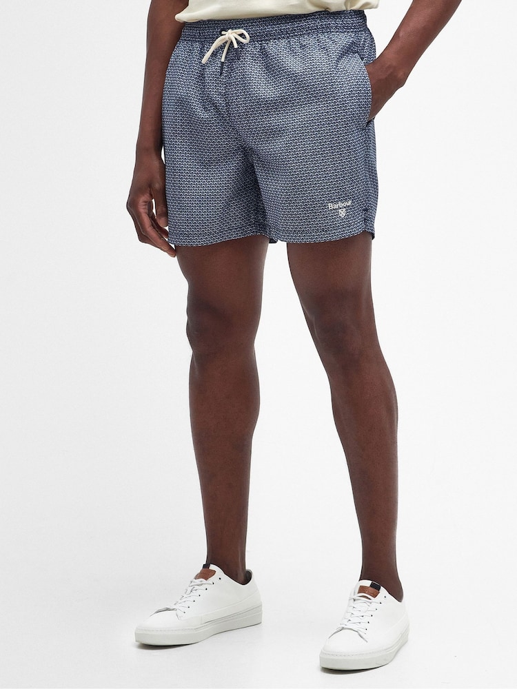 Barbour® Navy Shell Print Swim Shorts - Image 1 of 5 Barbour® Navy Shell Print Swim Shorts - Image 1 of 5