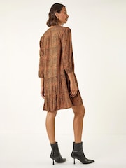 Roman Brown Spot Print Zip Front Dress - Image 4 of 6