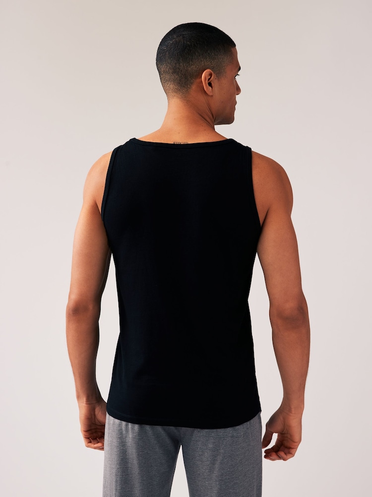 Black Pure 100% Cotton Layering Vests 2 Pack - Image 4 of 9