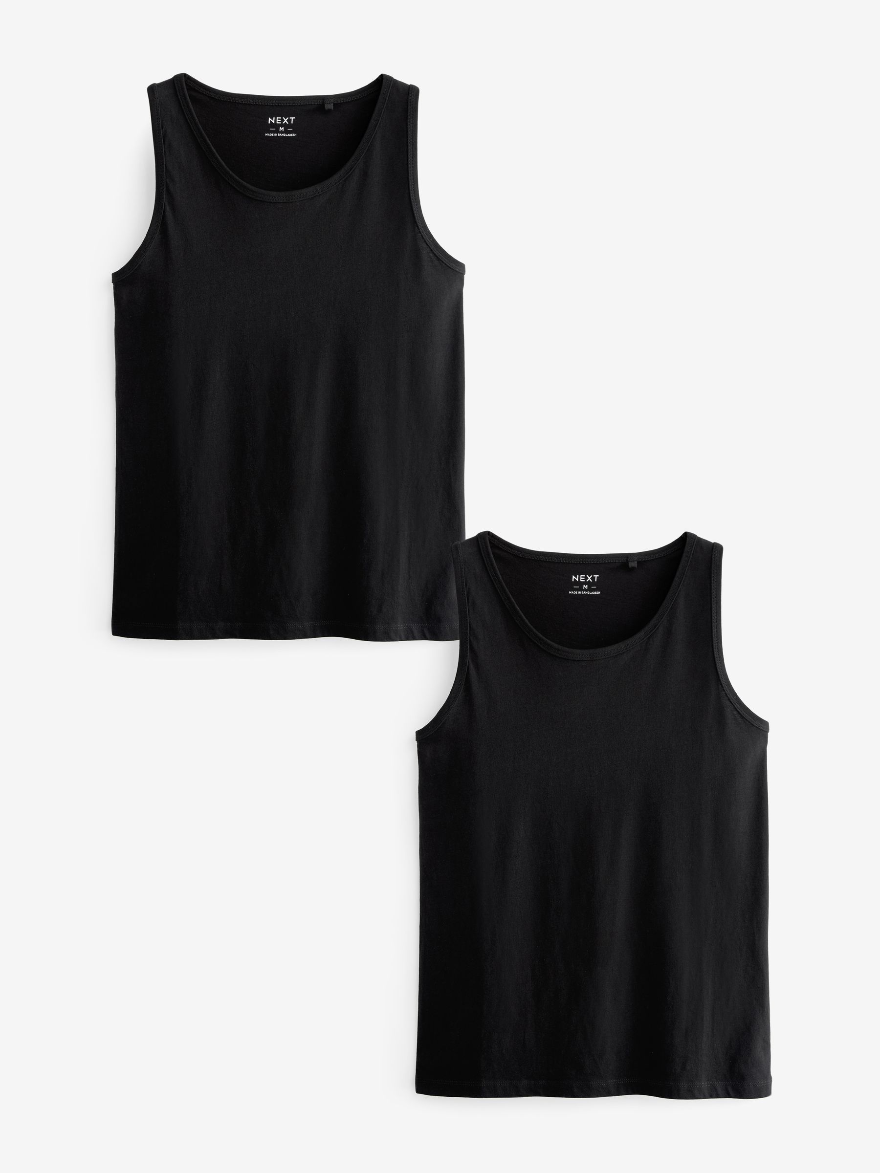 Buy Black Pure 100 Cotton Vests 2 Pack from the Next UK online shop