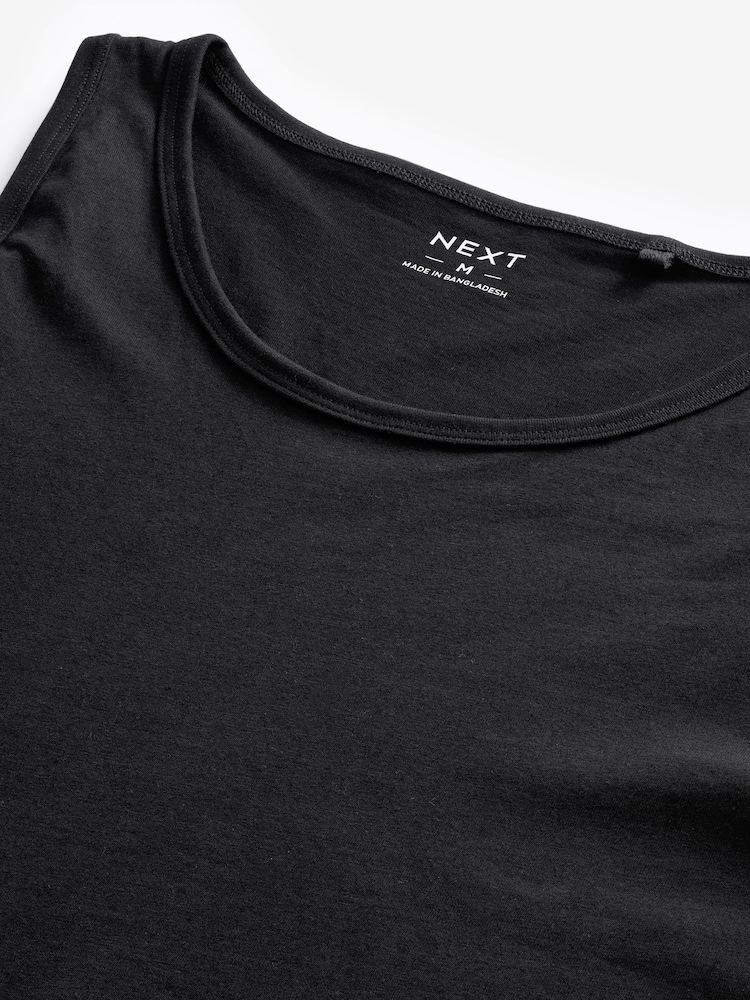 Black Pure 100% Cotton Layering Vests 2 Pack - Image 8 of 9