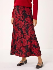 Roman Red Rose Print A-Line Midi Skirt - Image 1 of 5
