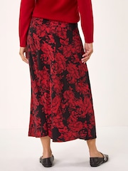 Roman Red Rose Print A-Line Midi Skirt - Image 4 of 5