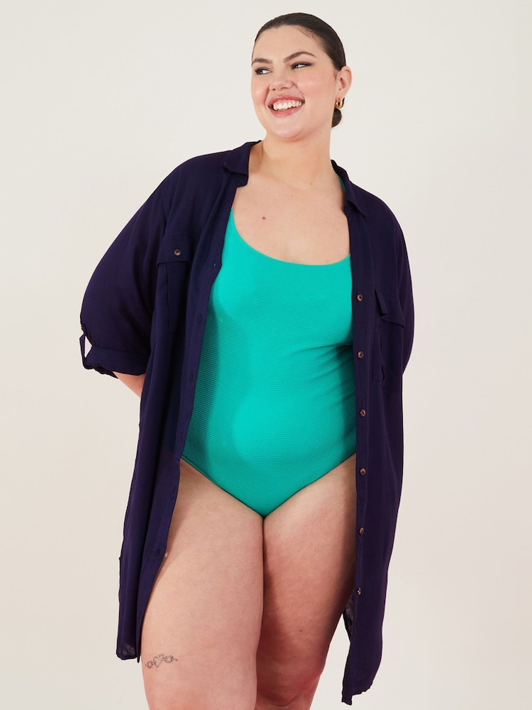Accessorize Blue Long Sleeve Beach Shirt - Image 1 of 4