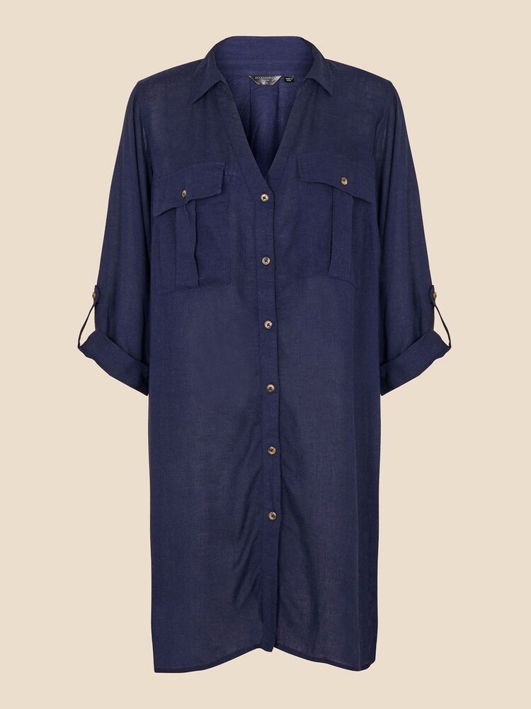 Accessorize Blue Long Sleeve Beach Shirt - Image 4 of 4