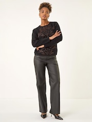 Roman Black Glitter Embossed Knit Top - Image 2 of 5