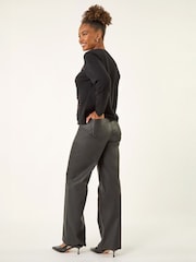 Roman Black Glitter Embossed Knit Top - Image 3 of 5