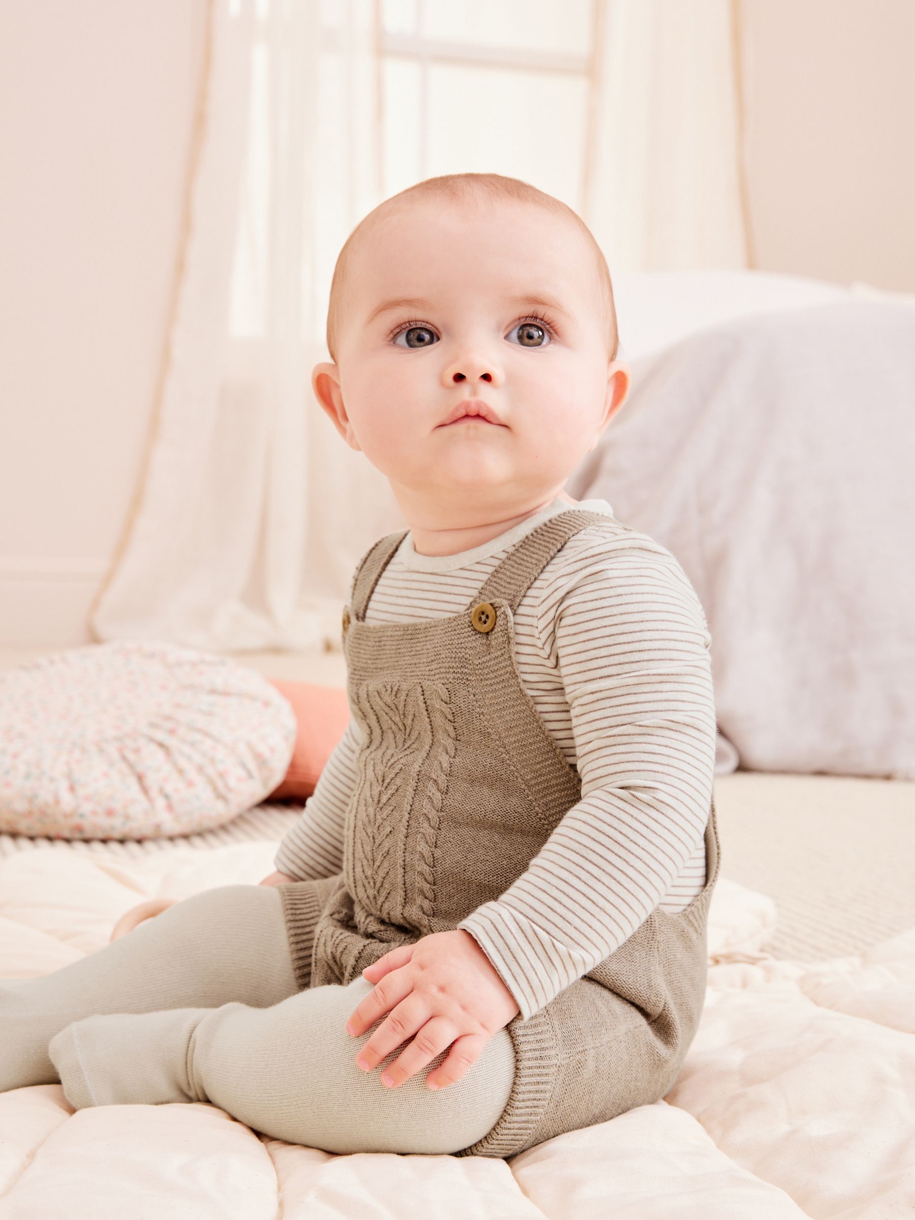 TWIN COLLECTIVE】6M: Bowie Bubble Romper - Latte Brown