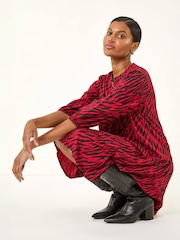 Roman Animal Print Zip Front Dress - 5এর মধ্যে 2 ছবি