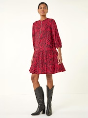 Roman Animal Print Zip Front Dress - 5এর মধ্যে 3 ছবি