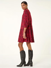 Roman Animal Print Zip Front Dress - 5এর মধ্যে 4 ছবি