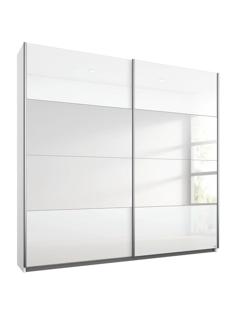 Rauch White Courtney Glass and Centre 1.8m Sliding Mirror Semi Fitted Wardrobe - Image 2 of 2